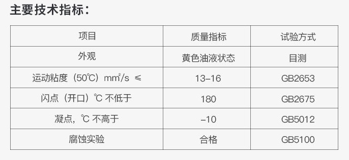 切削油主要参数指标